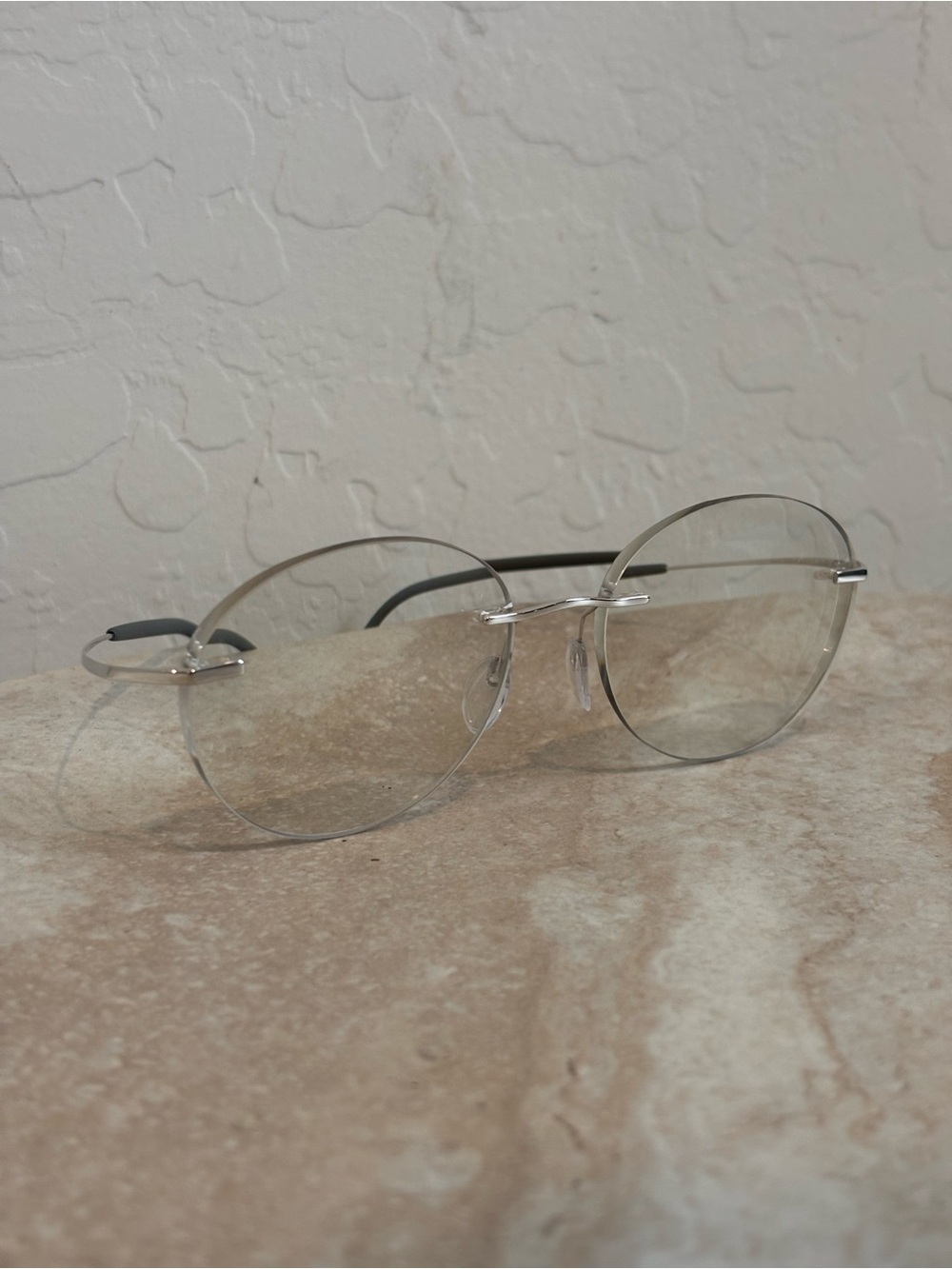 Silhouette Titan 5541 TMA The Icon Silver Rimless Round Eyeglasses